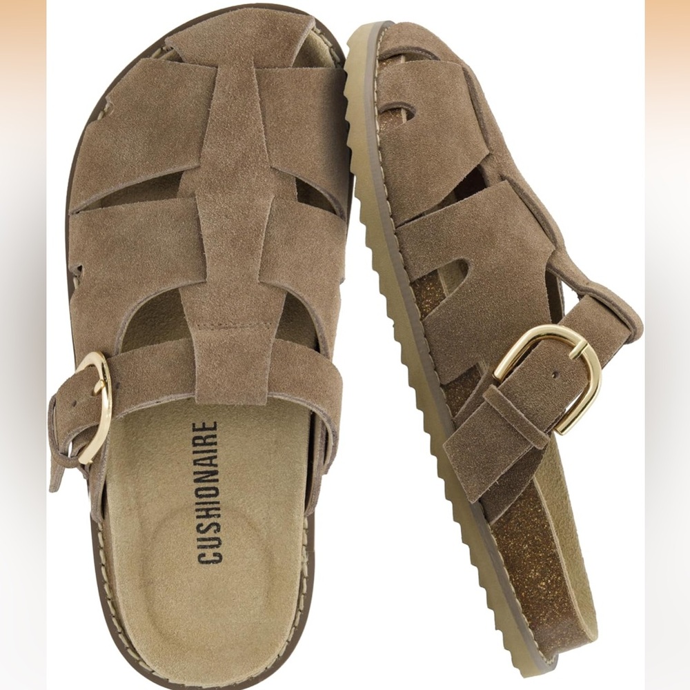 Cushionaire Women's Brown Suede Fisherman Sandals